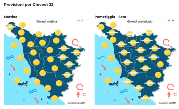 Le previsioni meteo per il pomeriggio di sabato 27 Maggio mappa